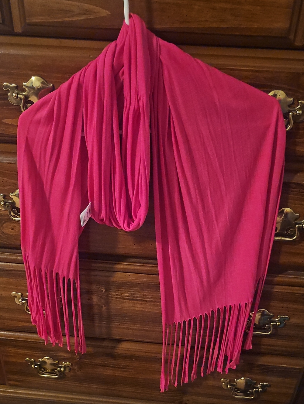 Elegant Women's Fringe Scarf - Vibrant Pink